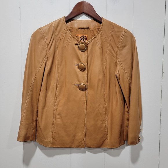Tory Burch Limited Edition Light Brown Soft Leather Jacket Size 4 - Picture 12 of 12